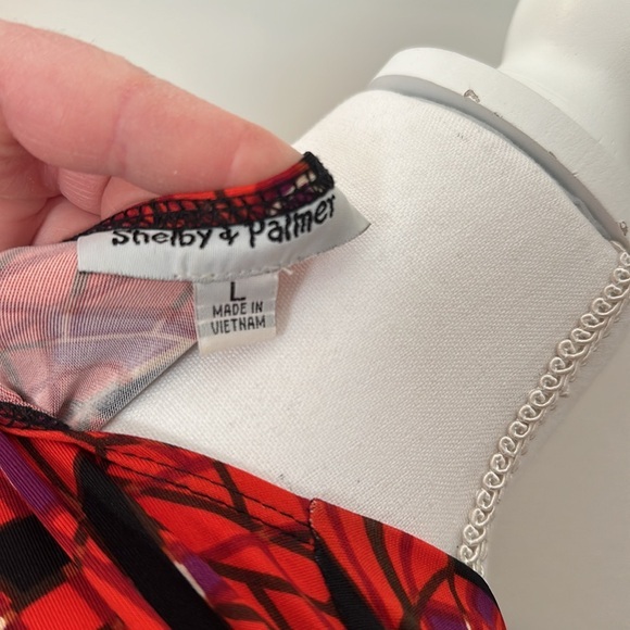 VTG Sherpa &‎ Palmer Aztec Geometric Sleeveless V Neck MIDI Dress Sz Large - Picture 5 of 9